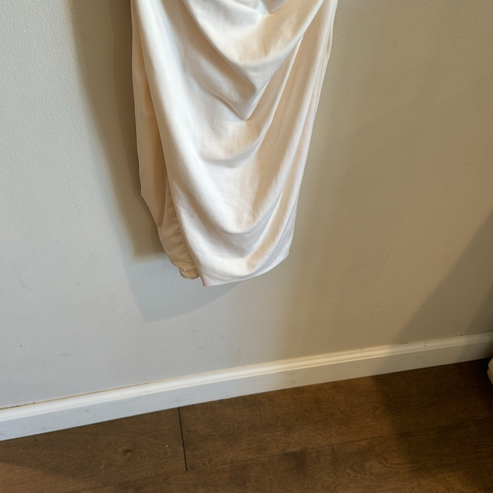 Oh Polly white‎ stretch ruched dress midi six US 4 - Picture 5 of 7